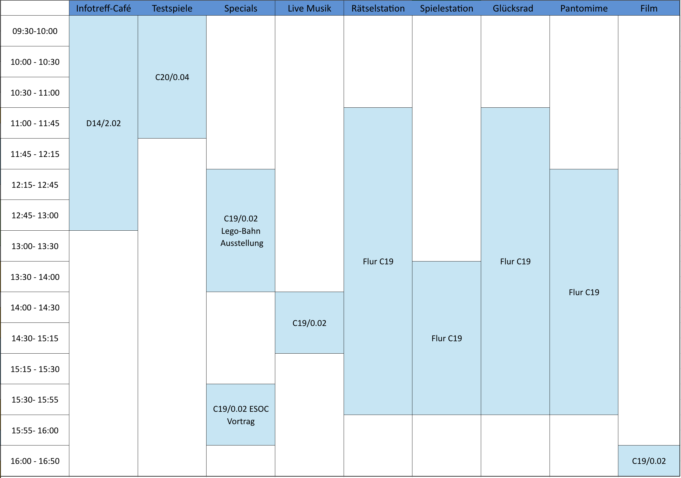 Aktualisierter Zeitplan FLL Darmstadt - Übersicht des Tagesablaufs